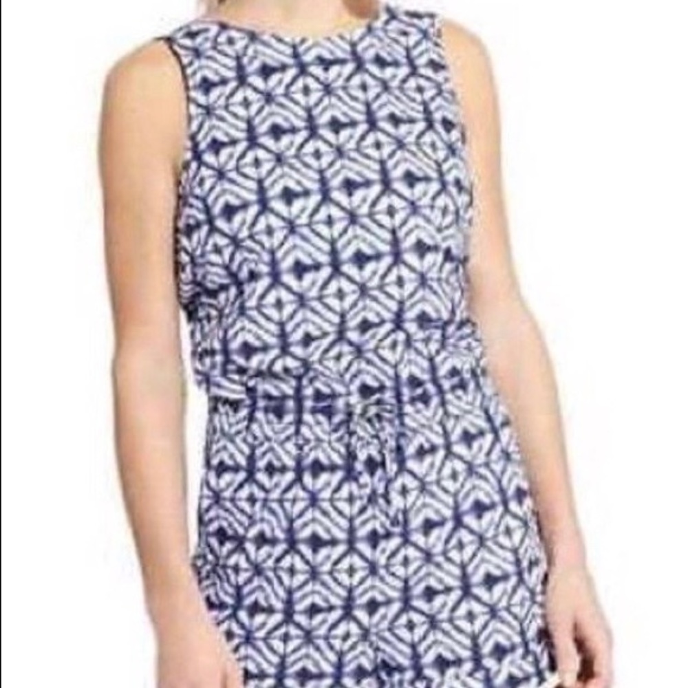 Athleta Crossback Romper Printed Navy xxs